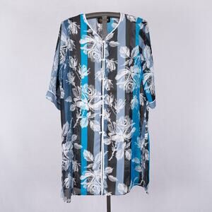 Bob Mackie Wearable Art Women's Sheer Floral Pattern Jacket Cover Up Size LARGE